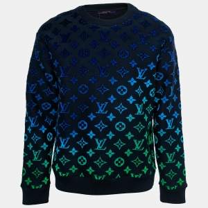 Louis Vuitton Navy Blue Cotton Gradient Monogram Fil Coup Sweatshirt M