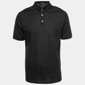 Louis Vuitton Black Pique Knit Polo T-Shirt XL