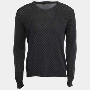 Louis Vuitton Grey Damier Patterned Knit Jumper S