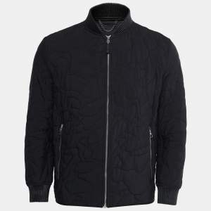 Louis Vuitton Black Synthetic Logo Quilted Bomber Jacket S