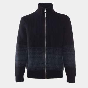 Louis Vuitton Charcoal Grey Wool & Cashmere Knit Zip Jacket L