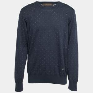 Louis Vuitton Navy Blue Knit Crew Neck Jumper XXL