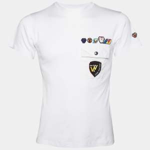 Louis Vuitton White Logo Applique Cotton Knit Pocket Detail T-Shirt S