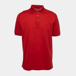 Louis Vuitton Red Logo Embroidered Cotton Pique Polo T-Shirt XL