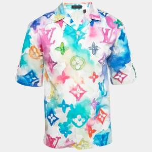 Louis Vuitton Multicolor Monogram Watercolor Half Sleeve Oversized Shirt S