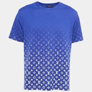 Louis Vuitton Blue Monogram Print Cotton Crew Neck Half Sleeve T-Shirt XL