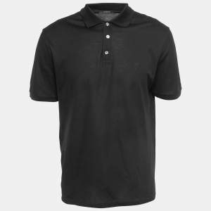 Louis Vuitton Black Cotton Logo Embroidered Polo T-Shirt XL