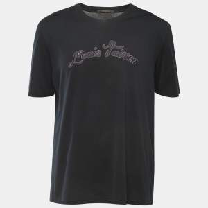 Louis Vuitton Black  Cotton Logo Patch Detailed Crew Neck Half Sleeve T-Shirt 4L