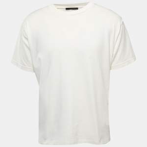 Louis Vuitton Off White Cotton Crew Neck Half Sleeve T-Shirt M