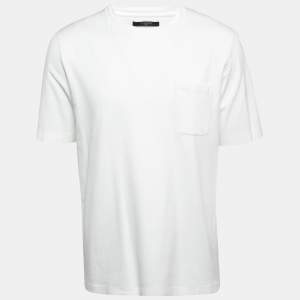 Louis Vuitton White Cotton Logo Embroidered Pocket Detailed Half Sleeve T-Shirt XXL