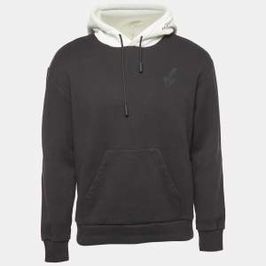 Louis Vuitton Black/White Logo Print Cotton Hoodie M