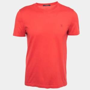 Louis Vuitton Red Cotton Logo-Embroidered T-Shirt M