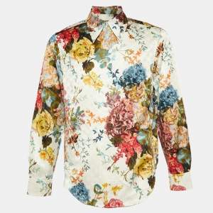 Louis Vuitton Multicolor Flower Monogram Printed Cotton & Silk Oversized Shirt S