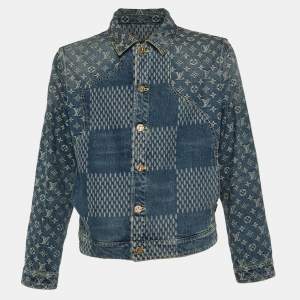 Louis Vuitton X Nigo Navy Blue Monogram Denim Button Front Jacket L