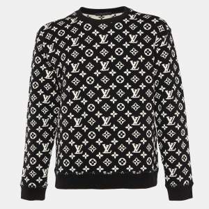 Louis Vuitton Black Monogram Intarsia Knit Sweatshirt M