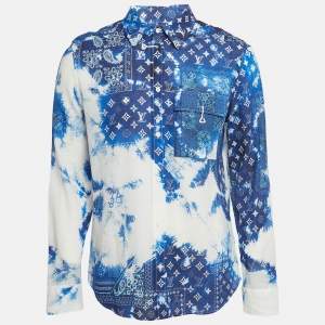Louis Vuitton Blue Monogram Cotton Bandana Hook Shirt L