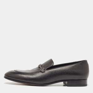 Louis Vuitton Black Leather LV Club Loafers Size 44