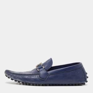 Louis Vuitton Blue Damier Infini Leather Hockenheim Loafers Size 41.5