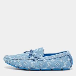 Louis Vuitton Blue Denim Driver  Loafers Size 45