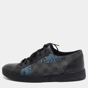 Louis Vuitton Black Canvas and Leather Match Up Sneakers Size 42.5