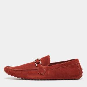 Louis Vuitton Red Suede Hockenheim Loafers Size 45