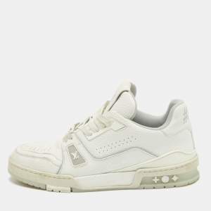 Louis Vuitton White Leather LV Trainer Sneakers Size 42