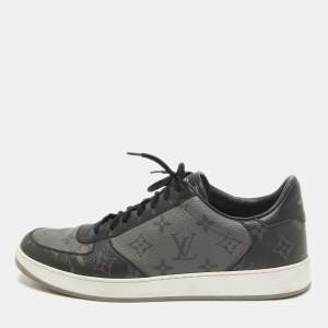 Louis Vuitton Black/Grey Monogram Canvas and Leather Rivoli Sneakers Size 42