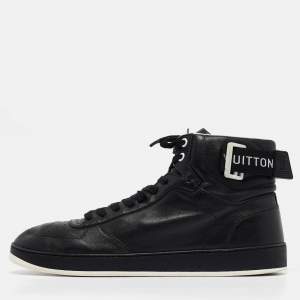 Louis Vuitton Black Leather High Top Sneakers Size 43