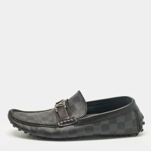 Louis Vuitton Grey/Black Damier Ebene Canvas Hockenheim Loafers Size 42