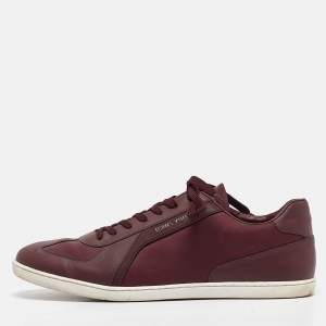 Louis Vuitton Burgundy Leather Victoire Lace Up Sneakers Size 44