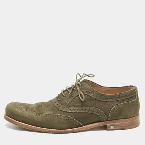 Louis Vuitton Green Nubuck Leather Lace Up Oxford Size 42