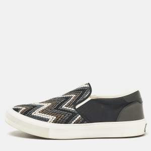 Louis Vuitton Black Canvas and Leather Slip On Sneakers Size 43