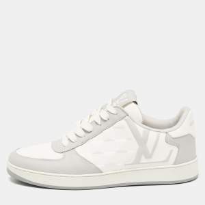 Louis Vuitton Grey/White Faux Leather Rivoli Sneakers Size 40.5