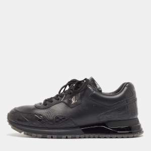 Louis Vuitton Black Croc Embossed Leather Leather Run Away Low Top Sneakers Size 40
