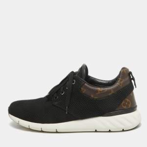 Louis Vuitton Black Mesh and Monogram Canvas Fastlane Sneakers Size 40.5