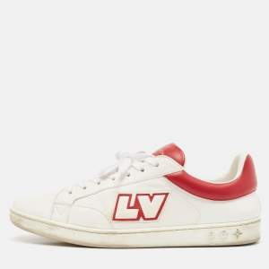 Louis Vuitton White/Red Leather Luxembourg Sneakers Size 42