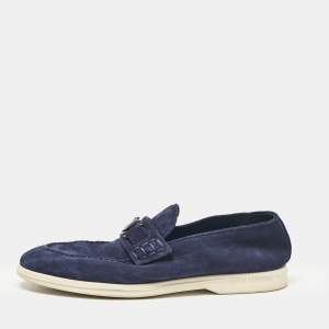 Louis Vuitton Navy Blue Suede Estate Loafers Size 40