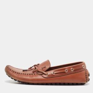 Louis Vuitton Brown Leather Arizona Bow Loafers Size 42