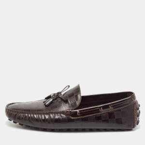 Louis Vuitton Brown  Damier Leather Bow Slip On Loafers Size 43.5