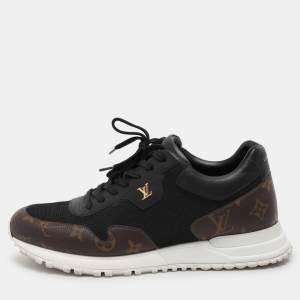 Louis Vuitton Black/Brown Monogram Canvas and Leather Run Away Low Top Sneakers Size 41