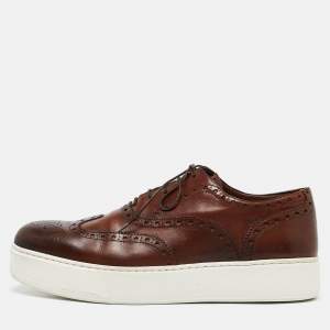 Louis Vuitton Brown Leather Lace Up Oxford Sneakers Size 42