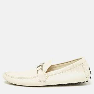 Louis Vuitton Cream Leather Hockenheim Loafers Size 43