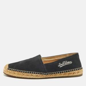 Louis Vuitton Navy Blue Suede Slip On Espadrille Flats Size 41.5