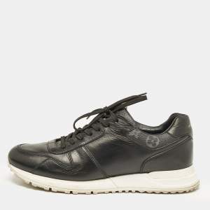 Louis Vuitton Black Leather and Monogram Canvas Run Away Sneakers Size 41.5