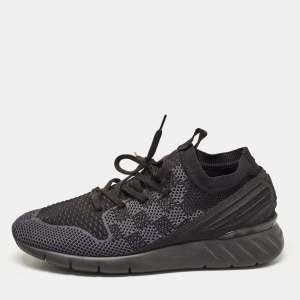 Louis Vuitton Black Knit Fabric Fastlane Lace Up Sneakers Size 39.5