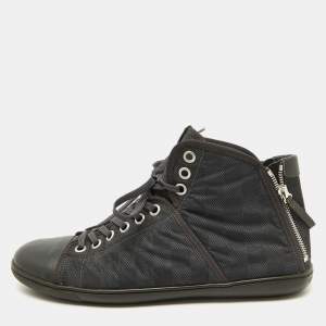 Louis Vuitton Black Damier Graphite Nylon and Leather High Top Sneakers Size 43