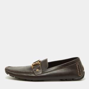 Louis Vuitton Dark Brown Leather Monte Carlo Loafers Size 44