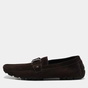 Louis Vuitton Brown Suede Monte Carlo Slip On Loafers Size 42.5
