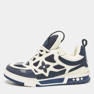 Louis Vuitton Navy Blue Mesh and Suede LV Skate Sneakers Size 41