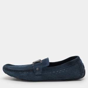 Louis Vuitton Blue Suede Monte Carlo Loafers Size 46